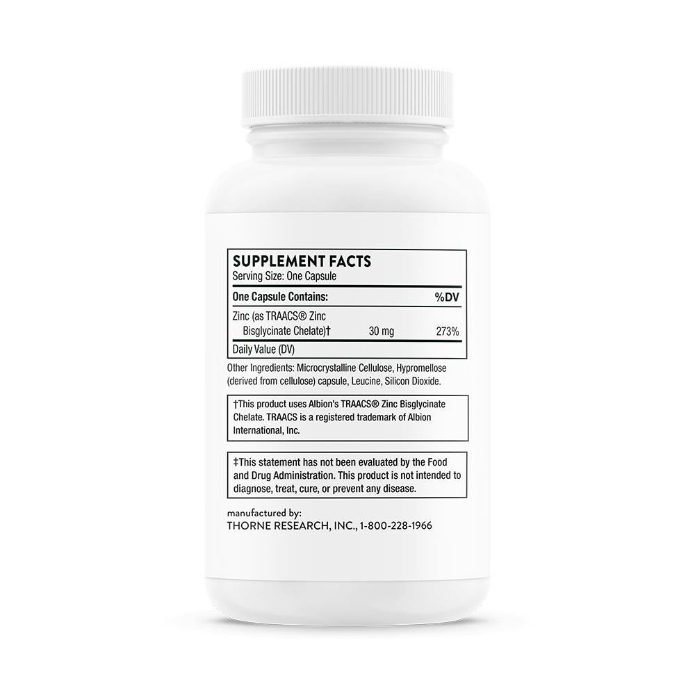 Thorne Zinc Bisglycinate 30 mg product image 8