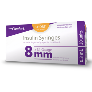 SureComfort U-100 Insulin Syringes 31G x 5/16" - 0.3cc - Box of 100